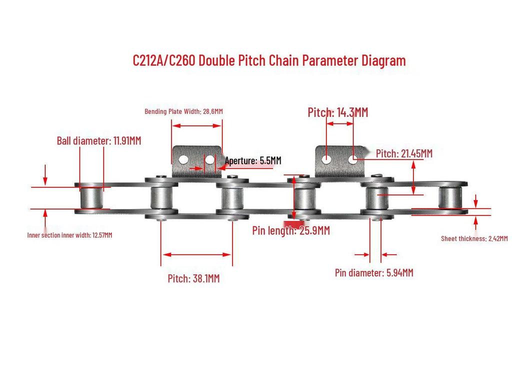 10A32A Single/Double Hole Double Pitch Small Roller Transfer Chain