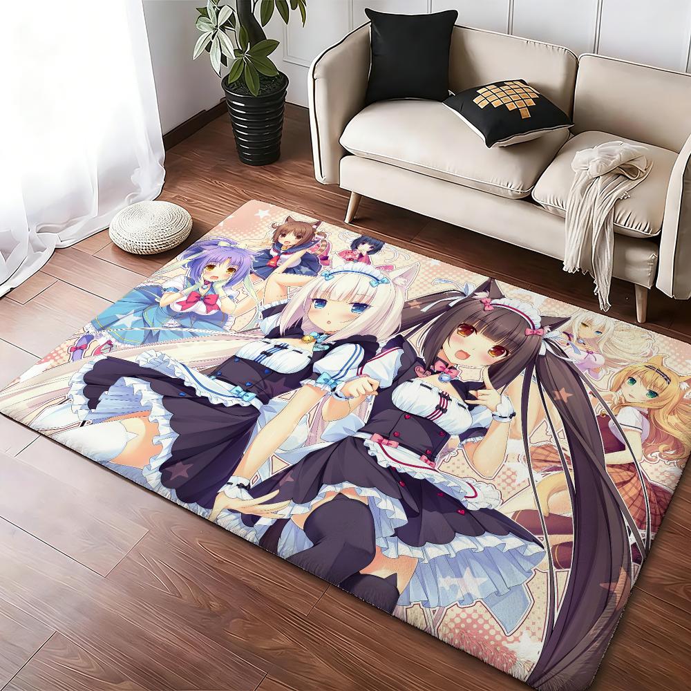 Anime Girl N-nekopara Game Maid Floor Mat Soft Thickened Absorbent Non-Slip Bedroom Living Room Door Mat Home Decor Flannel Rugs