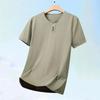 2026 New Men's Business Casual Three Button V-neck Short Sleeved T-shirt Korean Style Summer Comfortable Versatile Top