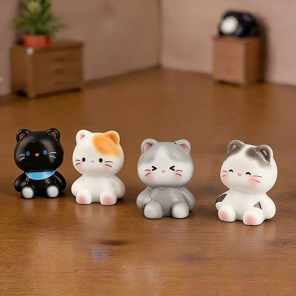 6pcs Cartoon Animal Kittens Decorations Small Size Cat Ornaments  Home Decoration