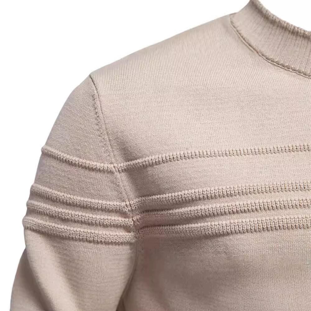 Mens Crewneck Pullover Sweater Knitted Cotton Stripped Quality Autumn Winter Warm Sweaters for Men