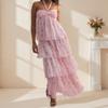 Women's Strapless Long Dress Fashion Sleeveless Tiered Hem Tube Dress Summer Beach Dress