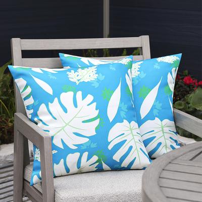 Waterproof Outdoor Pillow Cover Blue-green Plant Flower Garden Patio Rattan Chair Cushion Cushion Chair