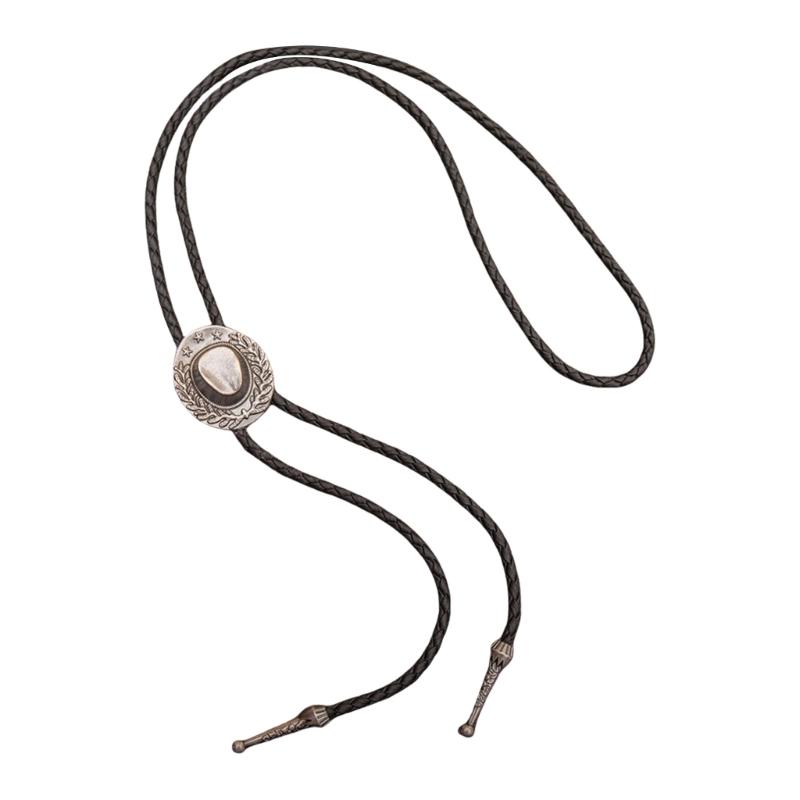 6Pieces Southwestern Styles Men's Bolo Tie with Cow Skull Star Pendant for Casual or Formal Wear Leather Cord Necktie