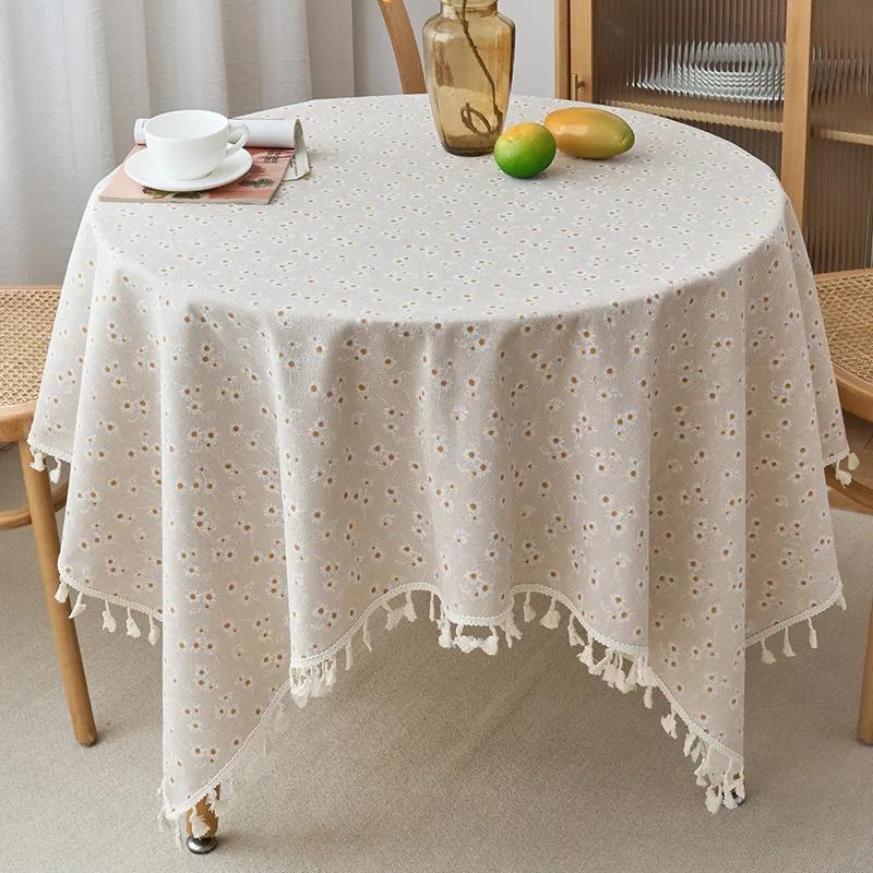 Round Tablecloth with Tassels Stretch Home 70/90/100/140cm Decorative Tablecloths Four Season Universal Manteles De Mesa Redonda
