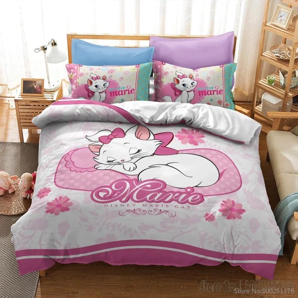 3D Print Cartoon Marie Cat Duvet Cover Set HD Comforter Cover for Kids Bedding Sets Bedclothes Bedroom Decor