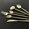 5Pcs Matte Round Handle Silver 18/10 Stainless Steel Cutlery Set Knife Dseert Fork Spoon Tableware Dinnerware Flatware Set