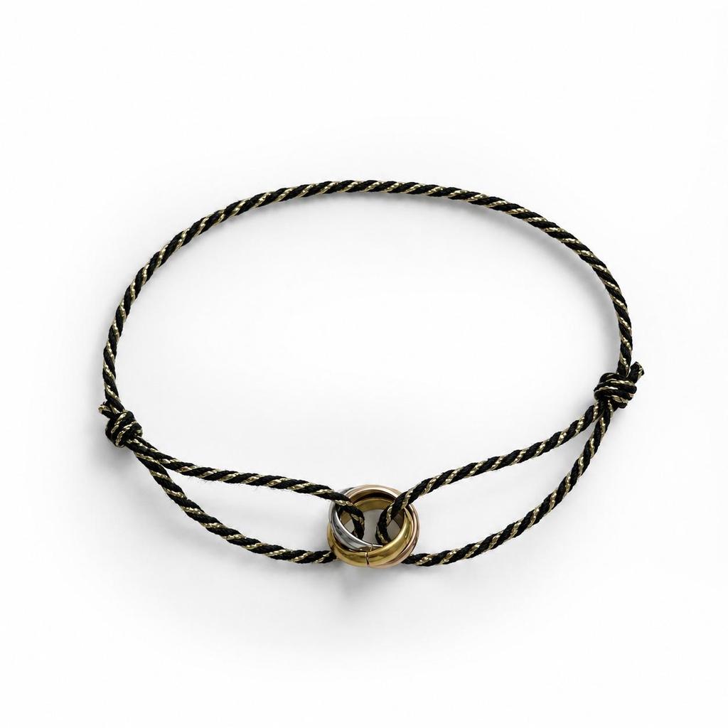 Bracciale Intrecciato Minimalista Regolabile a Tre Anelli - Gioiello di Coppia Trendy di Alta Qualità