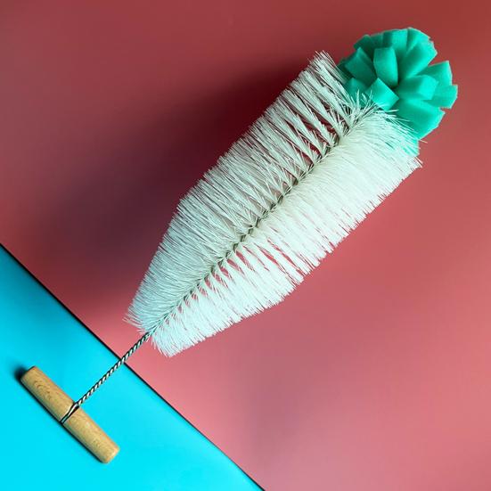 Bottle Brush with Bamboo Handle Food-Grade Nylon Hard Bristles Deep Cleaning Brush for Glass Bottles Cups Kettles