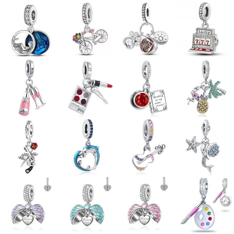 New Fine Copper Plated Sun Moon Star Pendant Diy Bead Dangle Charm Fit Original Bracelet Women Jewelry