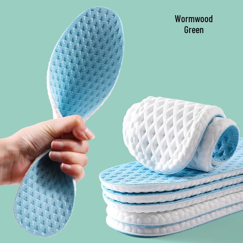Mint Wormwood Anti-Odor Sweat-Absorbing Breathable Shock-Absorbing Sports Insoles for Men  Women 35-36