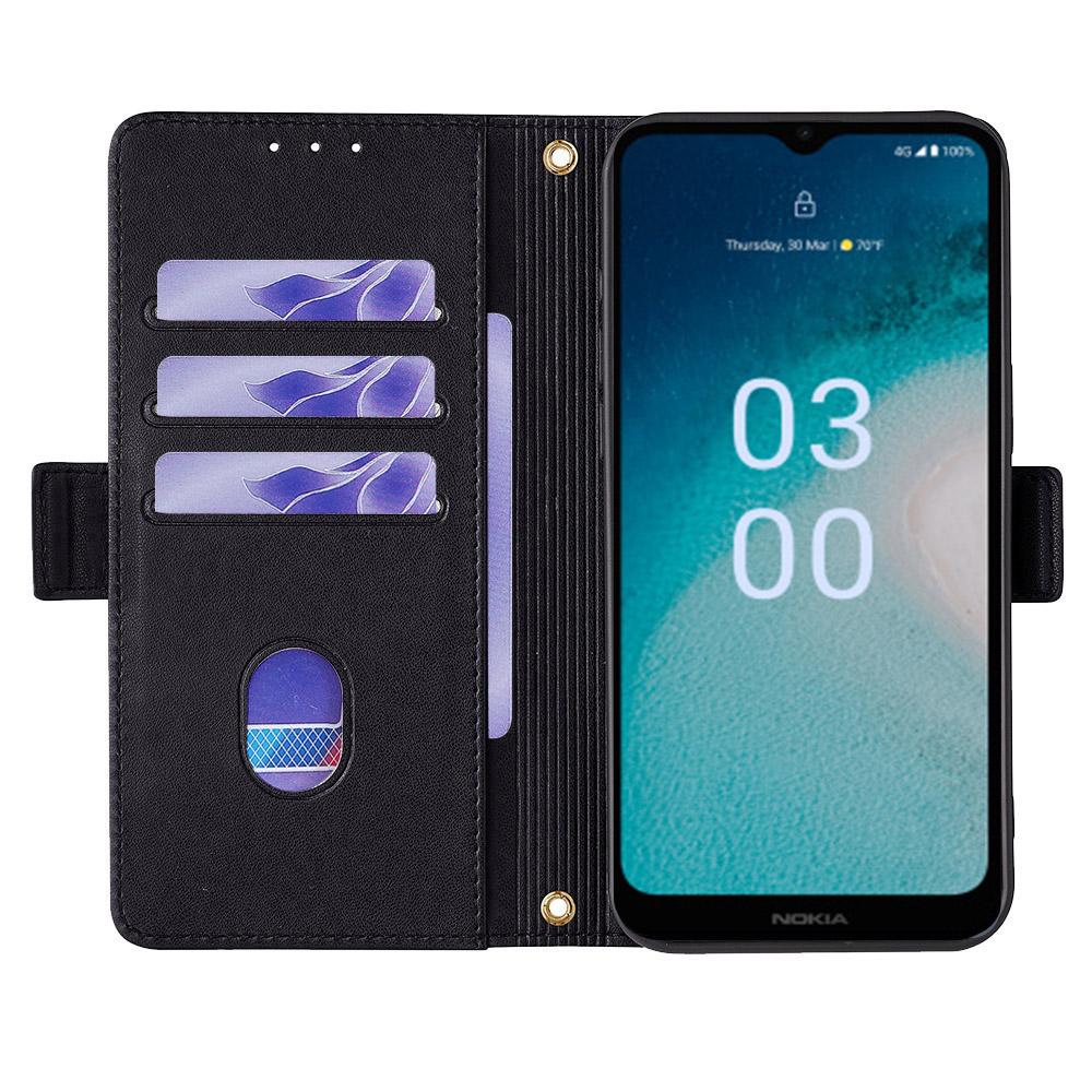 

For Nokia C300 Case RFID Blocking Flip Leather Handbag Phone Cover with Shoulder Chain Black