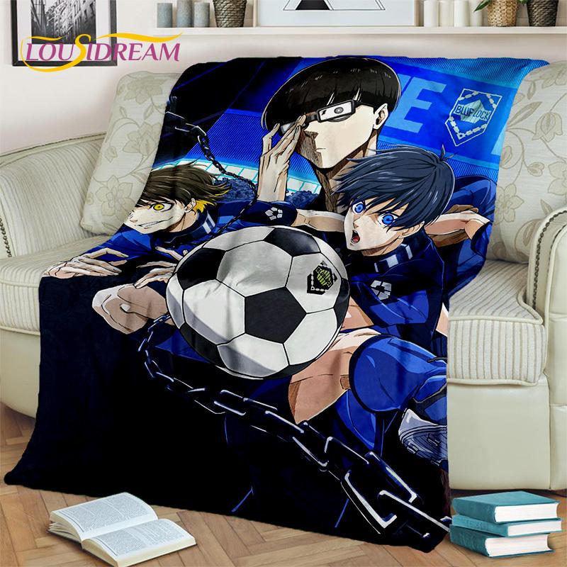 3D Blue Lock Cartoon Football Anime Blanket,Soft Throw Blanket for Home Bedroom Bed Sofa Picnic Travel Office Cover Blanket Kids