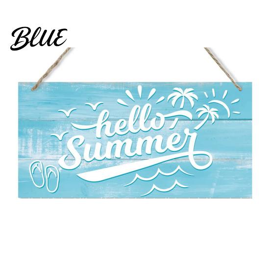 Summer Holiday Gift for Home Wood Sign Front Door, Tropical Beach Hanging Welcome Coastal Style Terrace Decor Sign, Rustic Wooden Door Hanger