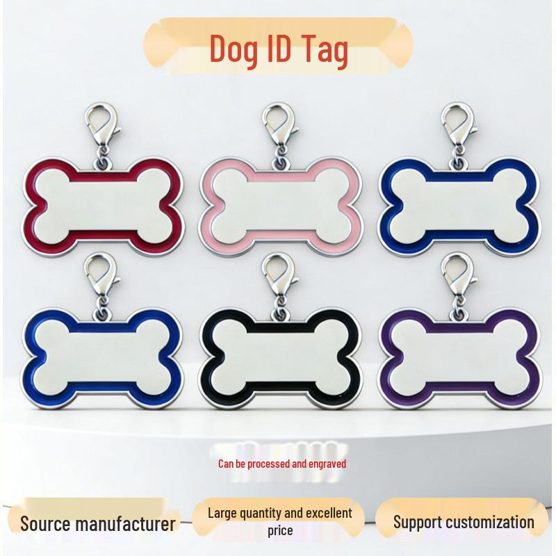 Zinc Alloy Dog Bone ID Tag - Laser Engraved, Anti-lost Military Pendant for Pet Collars