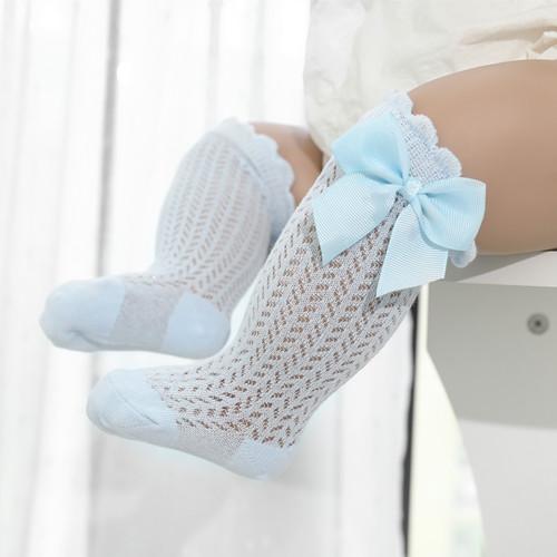 lawadka 0-24M Baby Girl Socks Toddler Big Bow Cotton Summer Mesh Infant Knee Socks Newborn Long Princess Socks For Girls