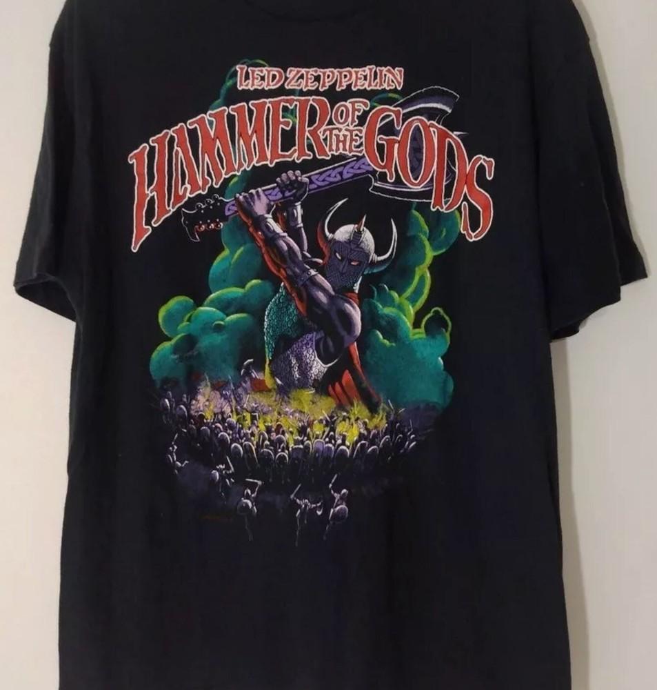 Rare 1988 Led Zeppelin Hammer Of The Gods black T shirt Reprint
