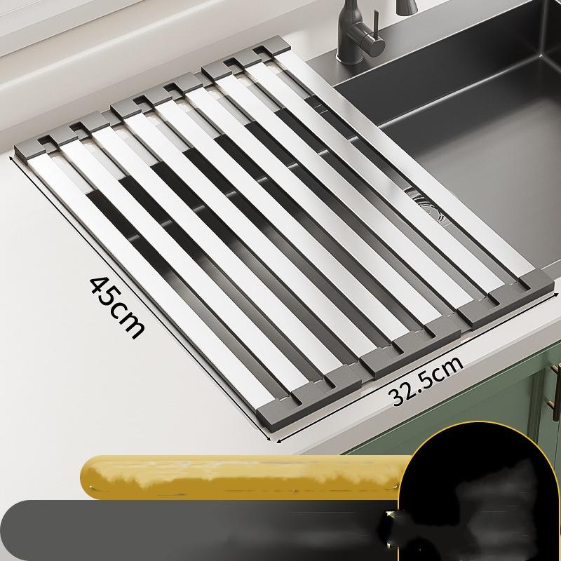 Roll Up Dish Drying Rack Over Sink Drying Rack Sink Cover Kitchen Sink Accessories Gadget Multipurpose Organizer Foldable Stainl