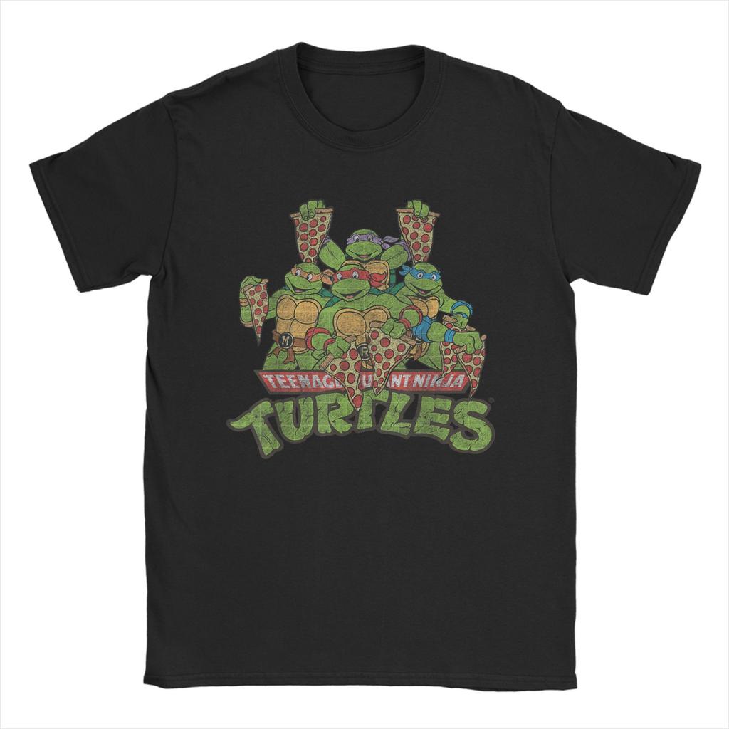 Ninja Turtles Multiple Smiles Slices T Shirt for Men Cotton Cool TShirts Tee Shirt Short Sleeve Clothing 4XL 5XL 6XL