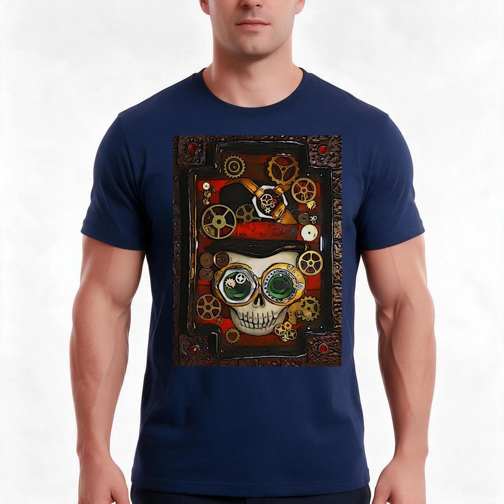 Steampunk Goggle Skull Tshirt Summer Casual Cotton Tee Oversized Streetwear Tops Vintage Graphic Print Unisex Unisex Unisex