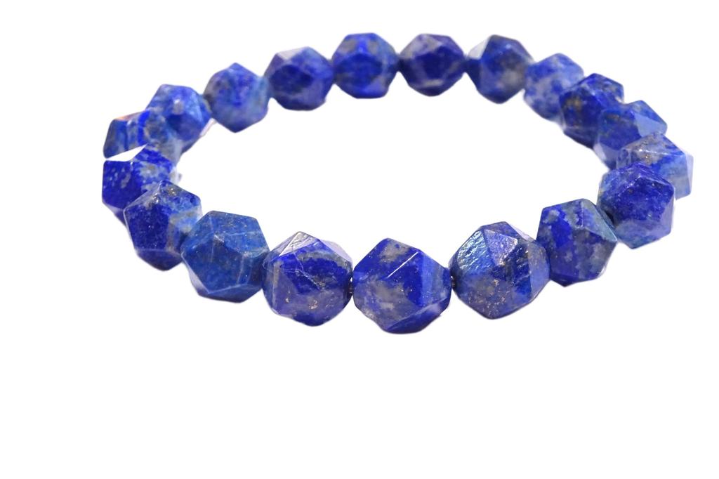 Leaf Stone Good Wear Genuine Lapis Lazuli On Your Cut Lapis Lazuli Bracelet for Power Natural 10mm Medium Approximately 16cm [Bring Luck! Wrist!]