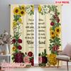 2pcs 2D Flat Printing Curtain Mad Hatter Wonderland Quote Floral Polyester Without Electricity Festive Holiday Perfect for