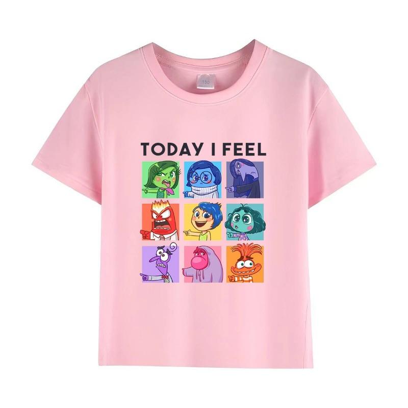Disney Pixar inside out 2 'Today I Feel' T-Shirt for Boys & Girls Short Sleeve Casual Top Ages 3-12 Toddler Summer Clothing
