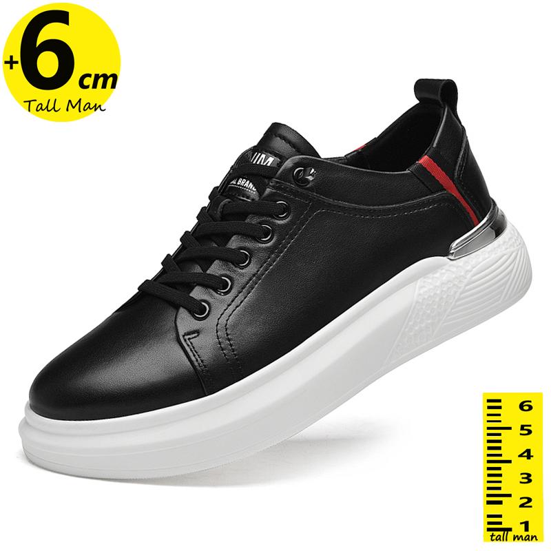 

5001 Man White Sneakers Men Elevator Height Increase Insole 6cm Sports Plus Size 37-43 37 чёрный