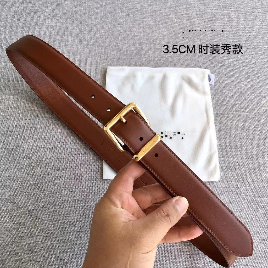 New 3.5cm high-quality first-layer cowhide MIU belt decorative buckle with jacket pants leather belt
