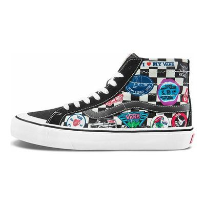 Zapatillas de Skate de Caña Alta con Estampado Gráfico y Raya Lateral Unisex Negro VN0A3MV13P0