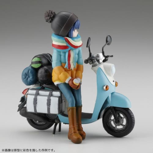 Kaiyodo ARTPLA Yurucamp Shima Rin and Bike Set 1/24 Anime Scale Unpainted Plastic Model Kit