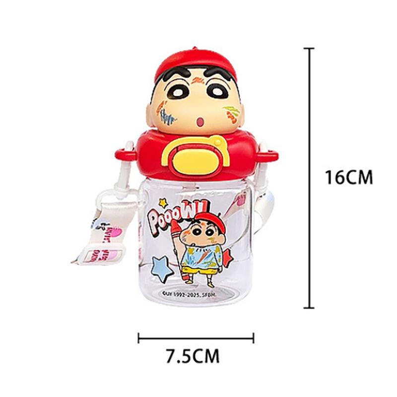 1 Piece Cute Cartoon Crayon Shin-Chan Summer Portable Strap Cup Creative 330/580Ml Straw Cup Home Ornament Unisex Holiday Gift