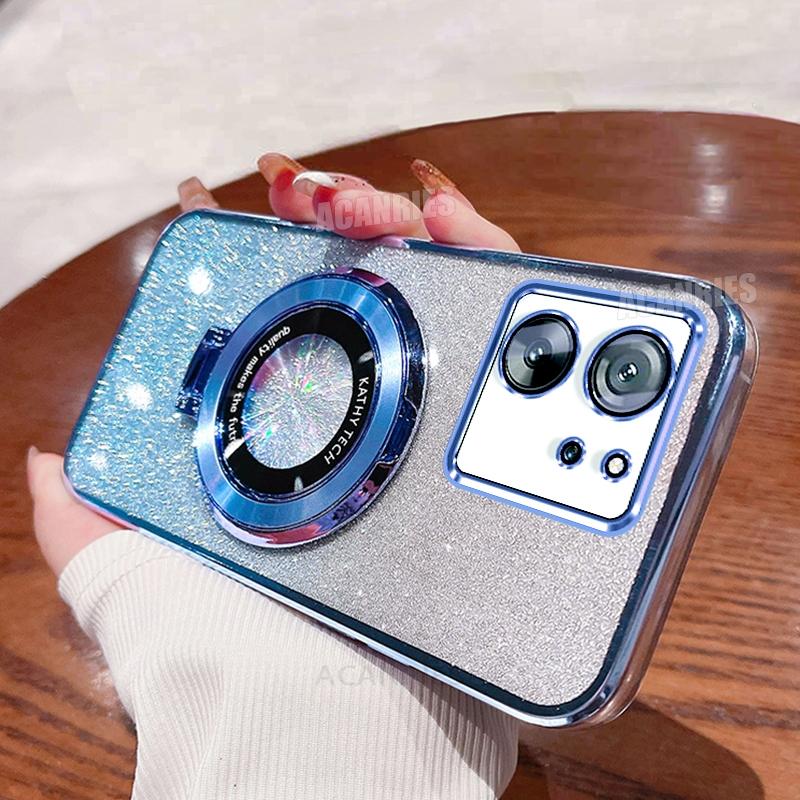 Xiaomi13t Luxury Glitter Plating Holder Silicone Case For Xiaomi Mi 13t Pro Mi13 T Shockproof Protect Stand Cover Mi13t Mi13tpro