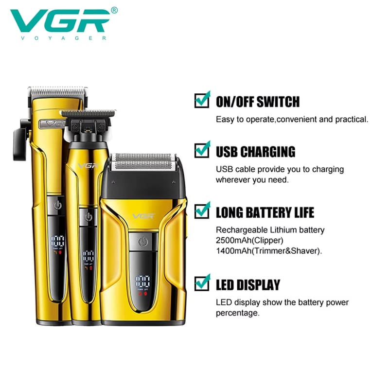 New VGR V-694 Reciprocating Professional Electric Shaver Carving Shears Multifunctional Hair Clipper with Digital Display Electric Hair Clipper Set