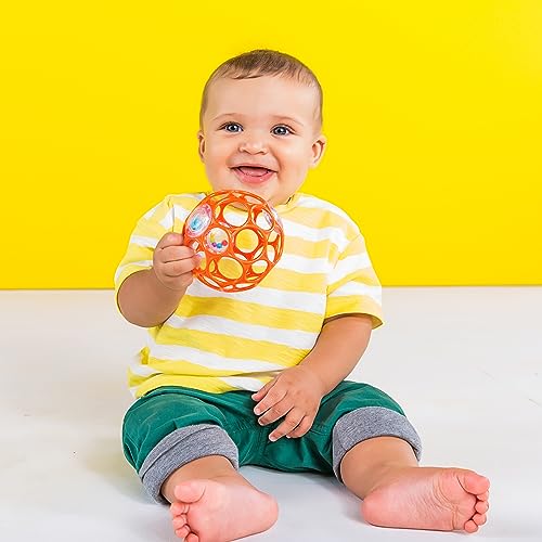 Bright Starts Oball Rattle Toy for Baby Stroller Teething Toy with Rattle Soft Ball Gift 11487