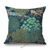 Klassisches britisches Design, William Morris, Walter-Kranich, Tiermuster, Hase, Pfau, Fuchs, Kaninchen, Waldblau, Sofa-Kissenbezug