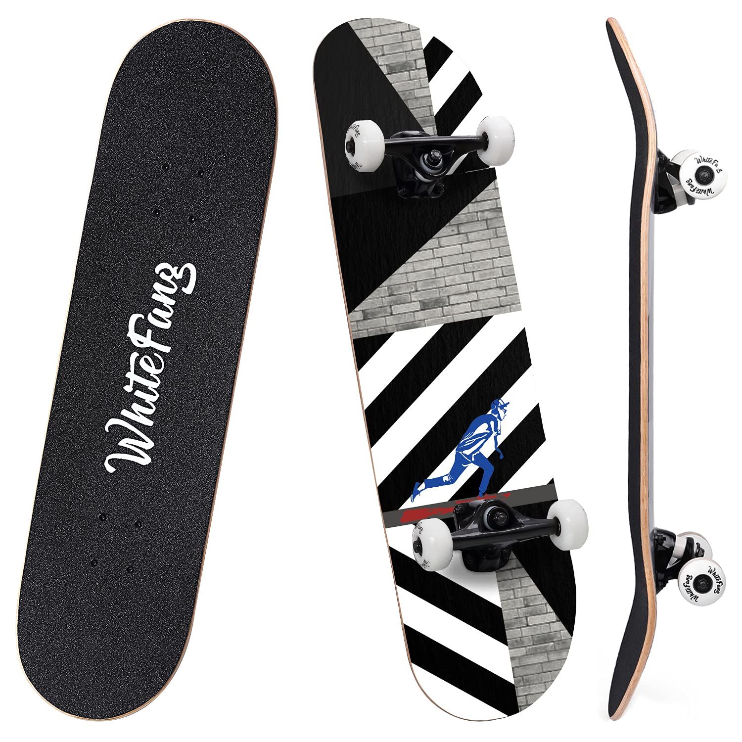 WhiteFang Skateboards for Beginners, Complete Skateboard