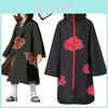 Naruto Akatsuki Uchiha Itachi Cosplay Costume Robe Cloak Cape Soft Material Fabric