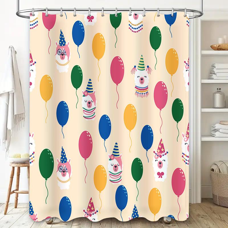 Party Animal Party Balloon Shower Curtain for Bathroom Decor