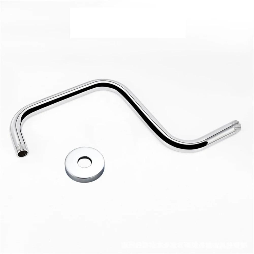 Wall Mounted Shower Head Bracket Stainless Steel Easy Installation Shower Arms Silver Black Shower Head Bar Bathroom Hardware