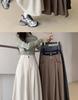 Plus Size Women's High Waist Black A-Line Midi Skirt - Autumn/Winter Fashion