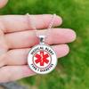 Type 1 Diabetic Necklaces for Men and Women, Red Medical Alert Symbol, Glass Disease Label, High Quality Accessories