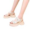 2025 Summer Sports Sandals Women's New Heightening Small Fragrant Wind Velcro Sweet Sequins Casual Platform Beach Shoes