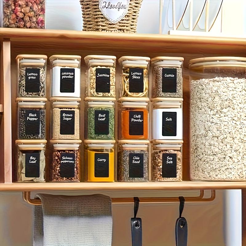 Klasifikační štítky se používají pro vzduotěsné nádoby na skladování potravin - Opakovaně použitelné, Ideální pro organizaci kuchyně a spíže, koření, bylinek, svačin