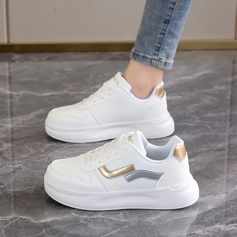 

Women White Shoes Women s Sneakers Sports Shoes Versatile Sports Casual Shoes Lightweight Soft Sole Student Thick Bottom Sneakers for Women 36 золотой