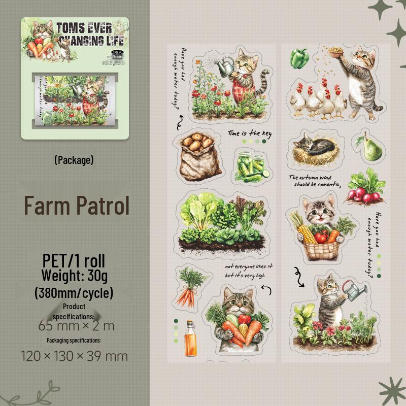 Ketchup Girl Tom's Life Series Cat Theme Die-Cut Scenery Planner Tape