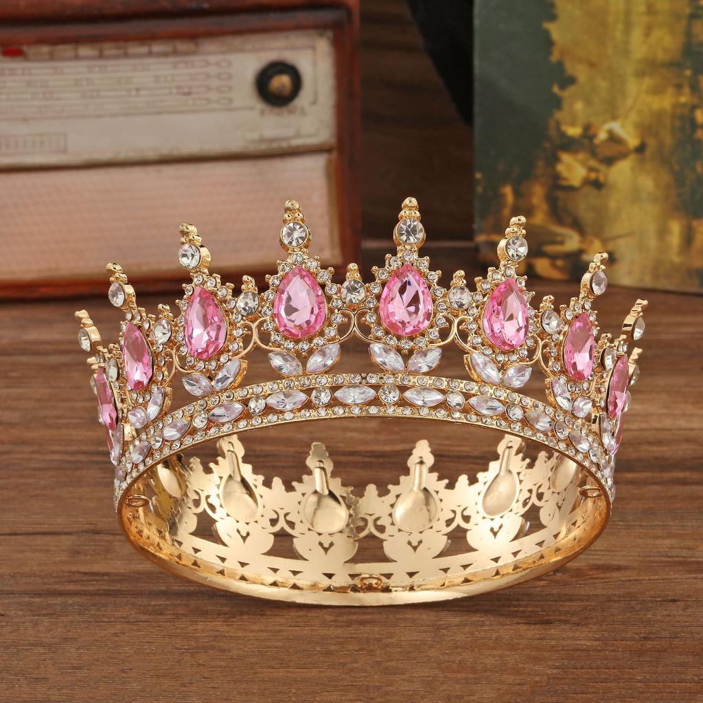 New Bridal Crown Headpiece - Exquisite High-end Wedding Birthday Party and Cake Decoration - Bridal Hair Accessory - Round Crown Tiara