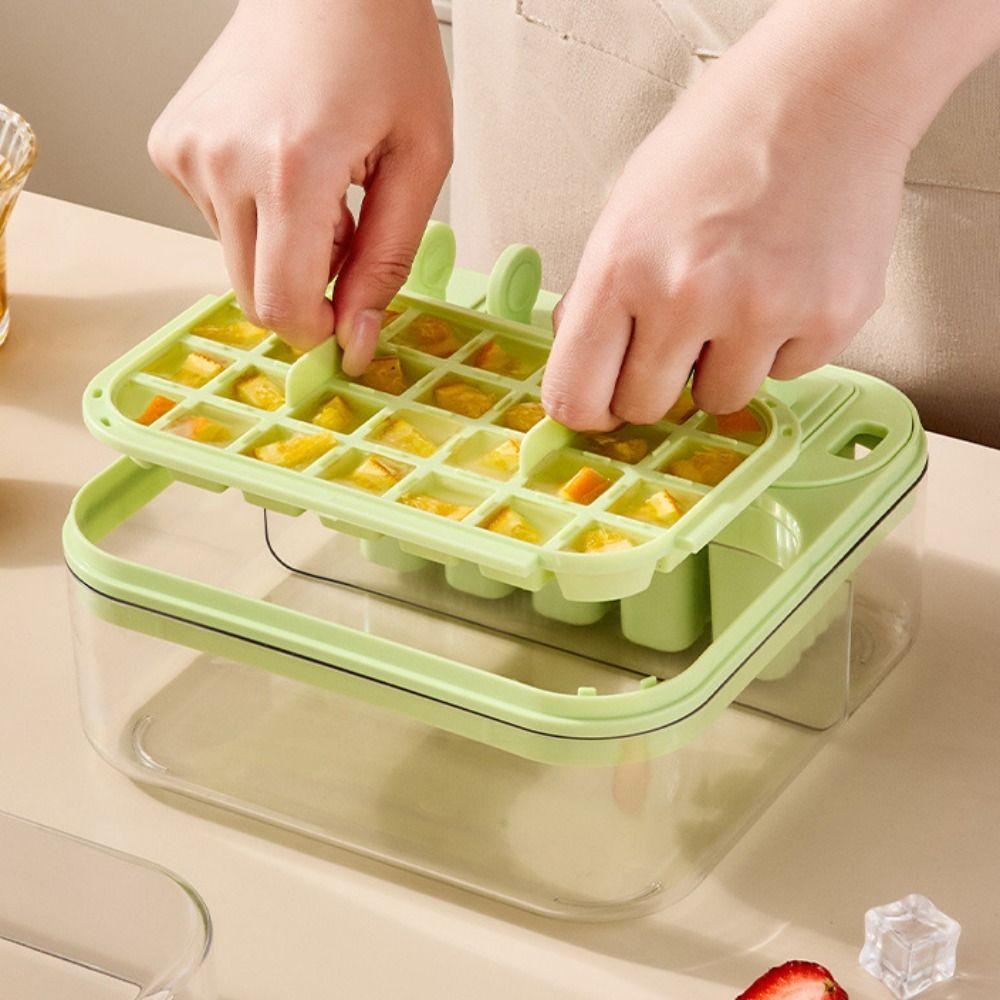 Multifunctional 2-in-1 Ice Cube Mold Press-Type Reusable Ice Cube Tray Easy Release Large Capacity Sorbet Mold Household