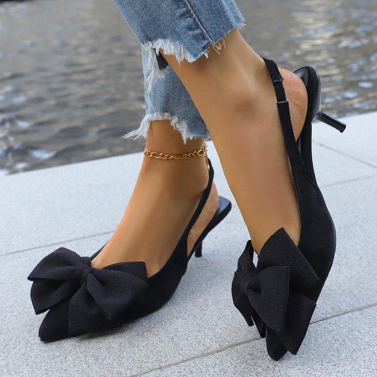 Sexy Sandals Women Casual Thin High Heels Shoes Women Leopard Butterfly Knot Elastic Band Pointed Toe Summer Sandals Plus Size