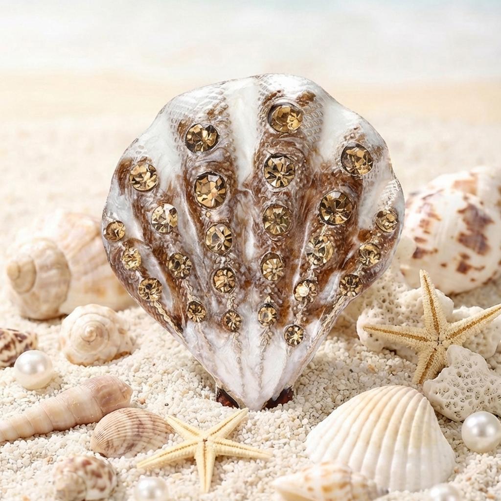 Classic Rhinestone Shell Brooches for Women Unisex Enamel Ocean Pins Friend Event Party New Gifts Jewelry Decoration Accessories